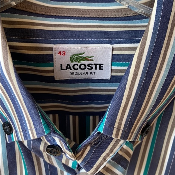 Lacoste Regular Fit Stripe Button Up Shirt - Picture 5 of 9